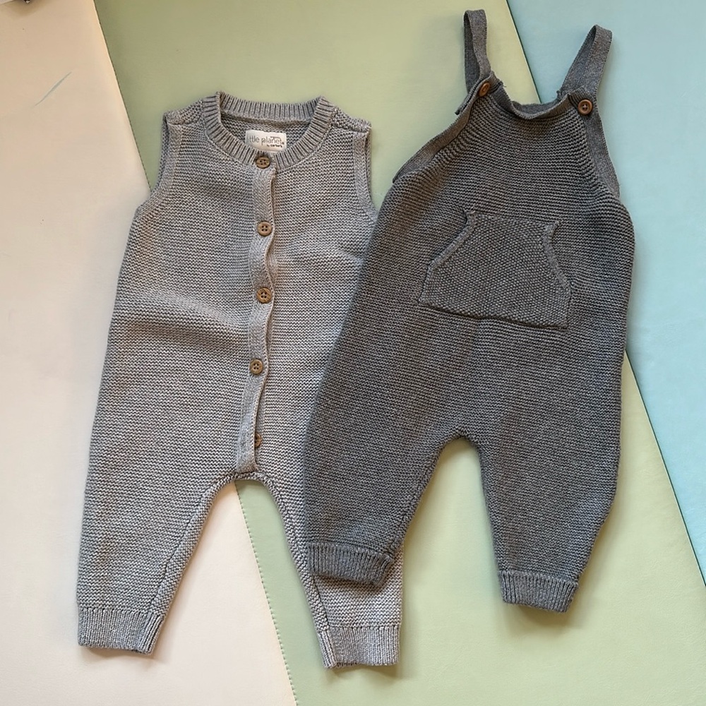 Gray Knit Baby Romper Set